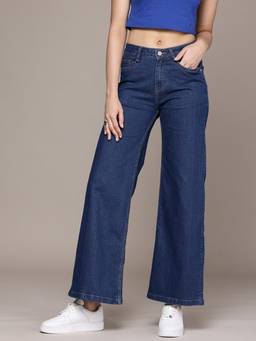 VBEAUTI - Bata Blue Wideleg Streachable High Rise Jeans