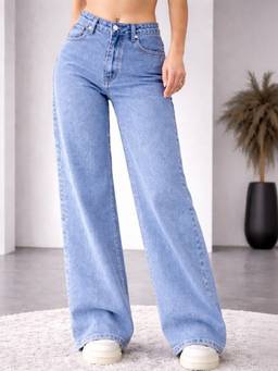 VBEAUTI - Blue Wideleg Streachable High Rise Jeans