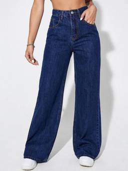 VBEAUTI - Bata Blue Wideleg Streachable High Rise Jeans