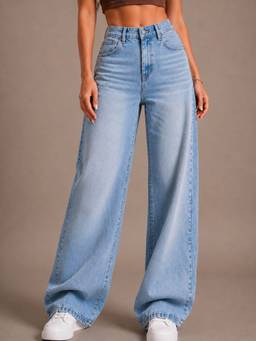 VBEAUTI - Tint Blue Ice Wideleg Streachable High Rise Jeans