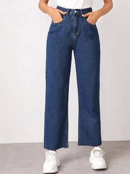 VBEAUTI - Bata Blue Wideleg Streachable High Rise Jeans
