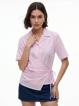 Outzidr - Pink Wrap Regular Fit Shirt
