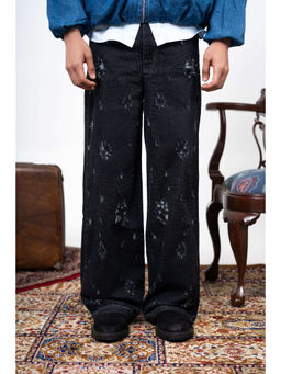 THNWHN - Unisex Animal Print Black Jeans