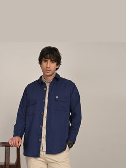 Saltpetre - Mens Relaxed Fit Solid Navy Blue Shirt
