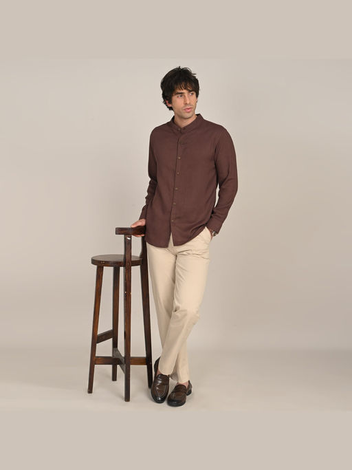 Saltpetre Mens Relaxed Fit Solid Brown Shirt