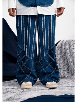 THNWHN - Mens Self Design Blue Jeans