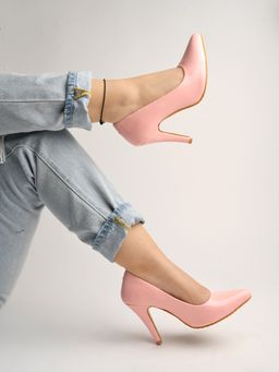 Shoetopia - High Heels Solid Patent Pink Pumps for Women and Girls