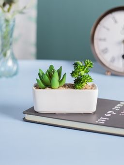 Voncasa - Flower with Pot - White