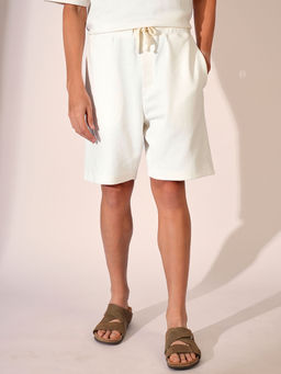 Selected - Off-White Mid Rise Loose Fit Shorts