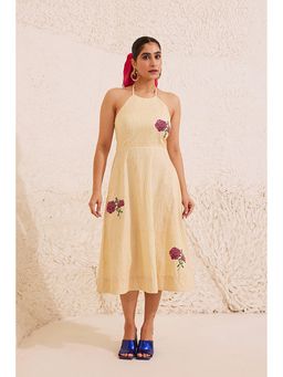 Dressfolk - Syntara Ivory And Yellow Floral Midi Dress