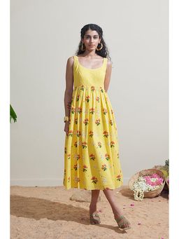 Dressfolk - Isai Yellow Floral Midi Dress