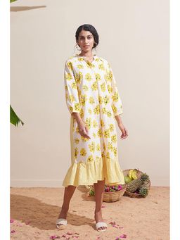 Dressfolk - Leela Lime Yellow Floral Midi Dress
