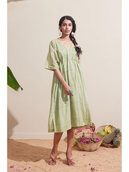 Dressfolk - Thinnai Green Floral Midi Dress