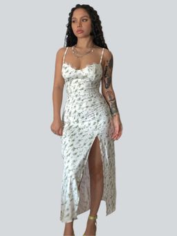 Outzidr - Floral Thigh High Slit Party Maxi Dress