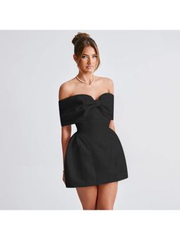 Outzidr - Black Ultra Big Bow Party Mini Dress