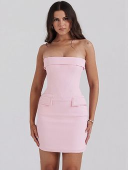Outzidr - Pink Bodycon Party Mini Dress