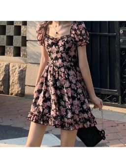 Outzidr - Black Fit and Flare Vacay Mini Dress