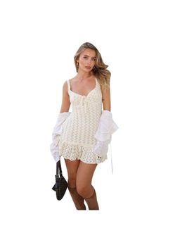 Outzidr - White Lace Fitted Vacay Mini Dress