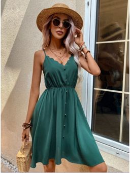 Outzidr - Green Solid Mini Dress