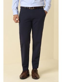 Allen Solly - Men Navy Blue Solid Formal Trousers