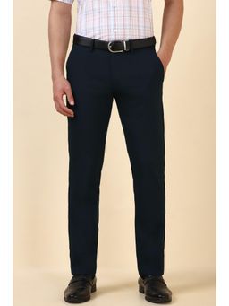 Allen Solly - Men Navy Blue Textured Formal Trousers