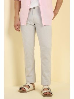 Allen Solly - Men Grey Slim Fit Textured Casual Trousers