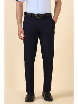Allen Solly - Men Navy Blue Solid Formal Trousers