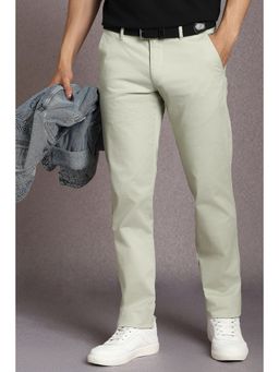 Louis Philippe - Men Green Solid Flat Front Casual Trousers