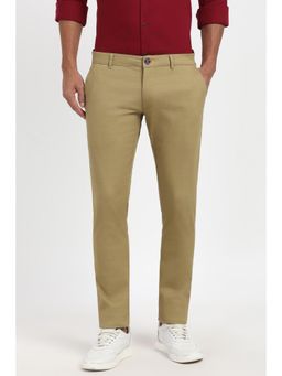 Peter England - Men Khaki Textured Casual Trousers
