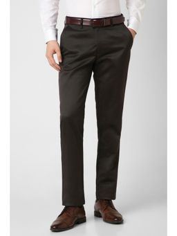 Peter England - Men Brown Solid Casual Trousers