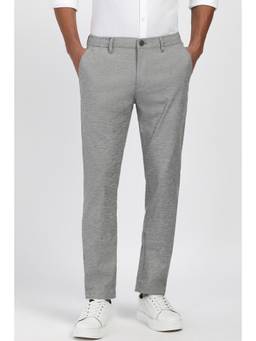 Peter England - Men Grey Textured Casual Trousers