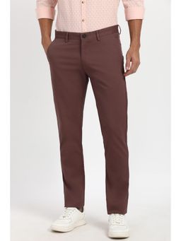 Peter England - Men Mauve Solid Casual Trousers