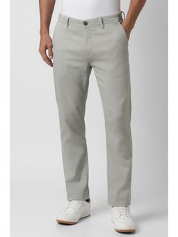 Peter England - Men Grey Textured Casual Trousers