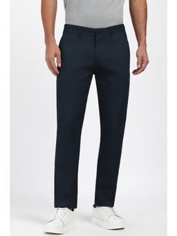 Peter England - Men Navy Textured Casual Trousers
