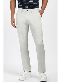 Peter England - Men Grey Textured Casual Trousers