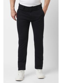 Peter England - Men Black Solid Casual Trousers