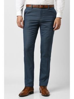 Peter England - Men Navy Blue Print Formal Trousers
