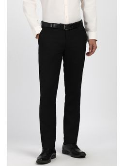 Peter England - Men Black Solid Formal Trousers
