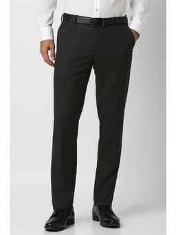 Peter England - Men Black Textured Formal Trousers