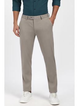 Peter England - Men Grey Solid Formal Trousers