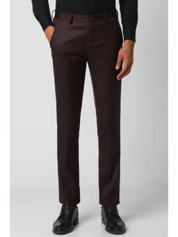 Van Heusen - Men Brown Solid Trousers