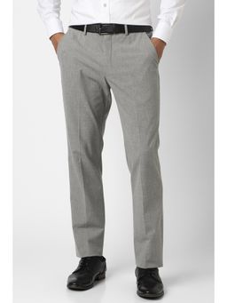 Van Heusen - Men Grey Textured Formal Trousers
