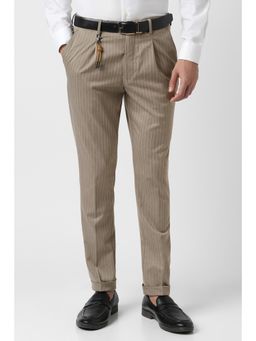 Van Heusen - Men Beige Stripe Trousers
