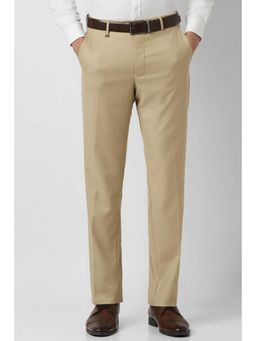 Van Heusen - Men Beige Textured Trousers