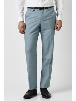Van Heusen - Men Light Blue Textured Trousers