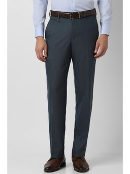 Van Heusen - Men Navy Blue Textured Trousers