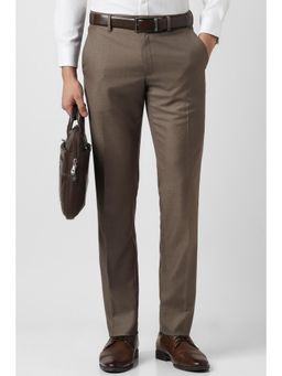 Van Heusen - Men Brown Textured Trousers