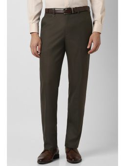 Van Heusen - Men Brown Textured Trousers