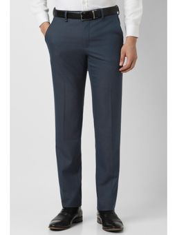 Van Heusen - Men Navy Blue Textured Trousers