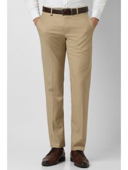 Van Heusen - Men Beige Textured Trousers